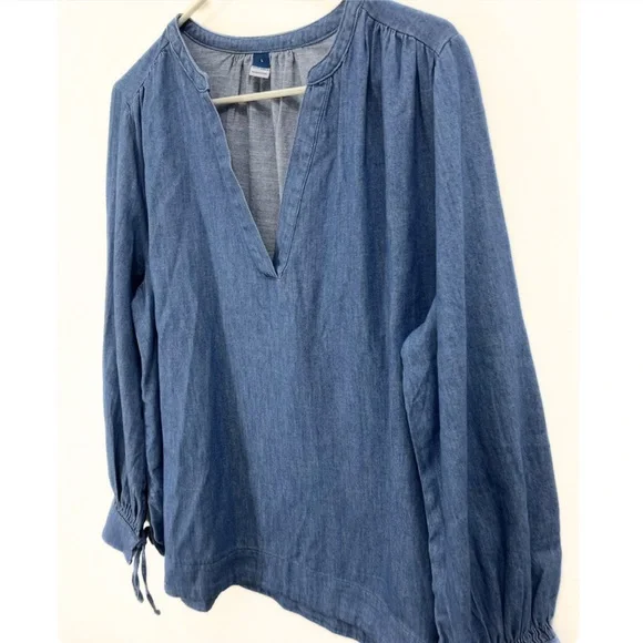 OLD NAVY Puff Sleeve Jeans Denim Blouse Top Boho style Size XXL - Picture 6 of 12